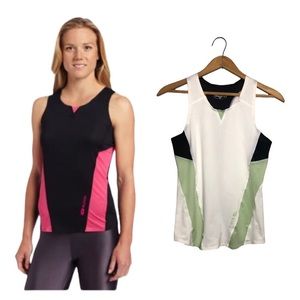 SUGOI | Women's RSR Singlet Performance Tank Top White/Black/Green size Medium